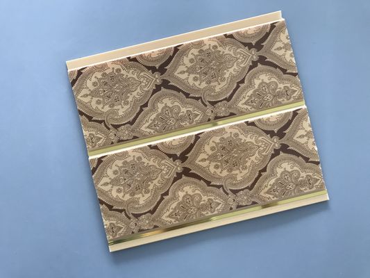 200 × 6mm Printing Golden Line Ceiling PVC Panel Untuk Dekorasi Restoran