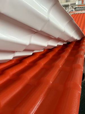 ASA UPVC Roofing Tiles Popular Lembar Atap Plastik Eksternal Kolonial Warna Spanyol